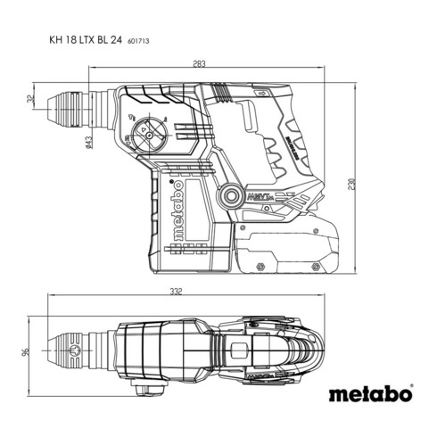 Marteau combiné sans fil Metabo KH 18 LTX BL 24Carton