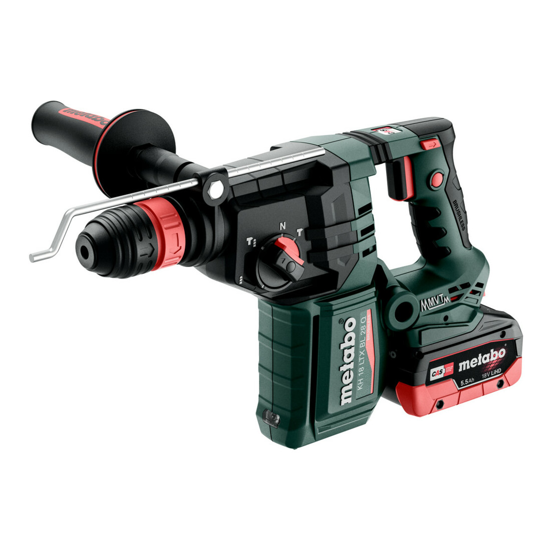 Marteau combiné sans fil Metabo KH 18 LTX BL 28 Qavec mandrin Metabo-Quick ; metaBOX 165 L ; 18V 2x5.5Ah LiHD + ASC 145