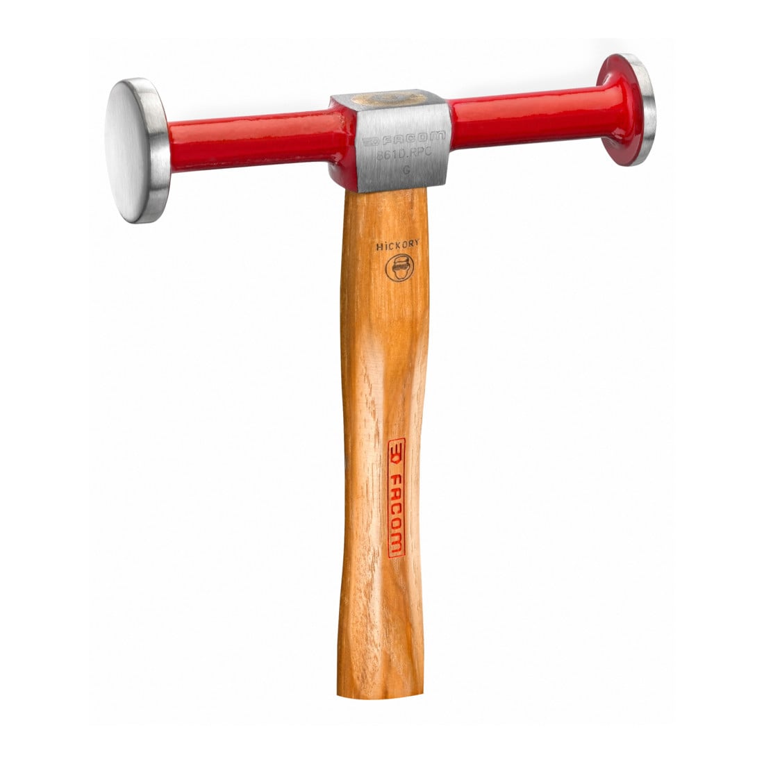 Marteau de bombage et de lissage de façade Manche en hickory manche rond face plate Ø 32 mm face bombée ronde Ø 40 mm