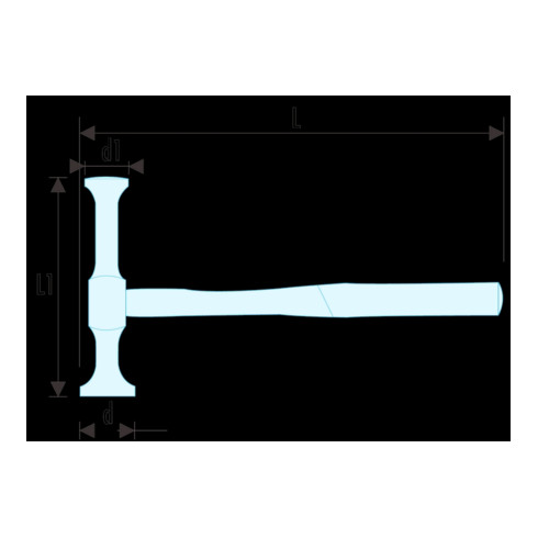 Marteau de bombage et de lissage de façade Manche en hickory manche rond face plate Ø 32 mm face bombée ronde Ø 40 mm