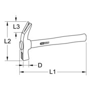Marteau de coffreur manche frêne, 700 g-4