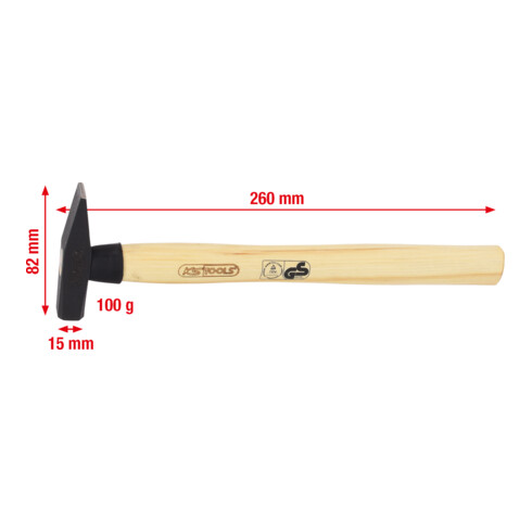 Marteau de mécanicien manche Hickory, 100g