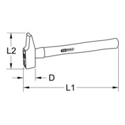 Marteau d'ingénieur de KS Tools, manche en frêne, style français, 2000g-4