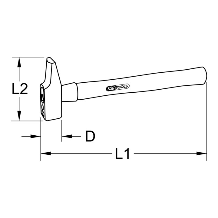 Marteau d'ingénieur KS Tools, manche en frêne, style français, 500g