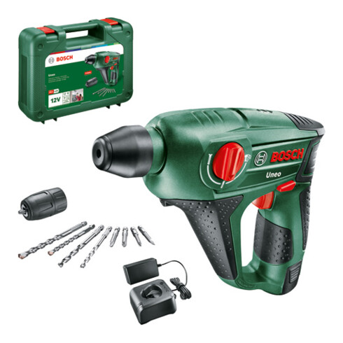 Marteau perforateur sans fil Uneo de Bosch, avec 1 x batterie PBA 12V 2,5 Ah, chargeur AL 1115 CV