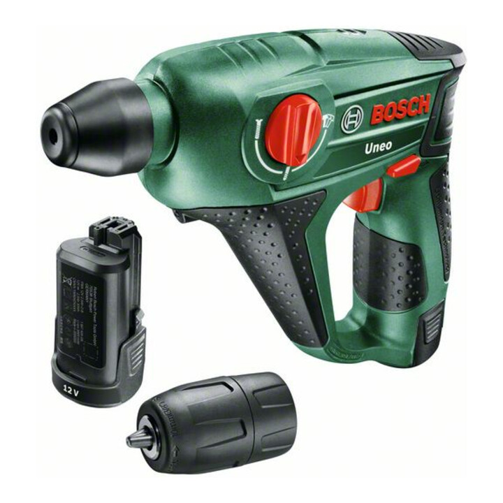 Marteau perforateur sans fil Uneo de Bosch, avec 2 x PBA 12V 2,5 Ah, chargeur AL 1115 CV