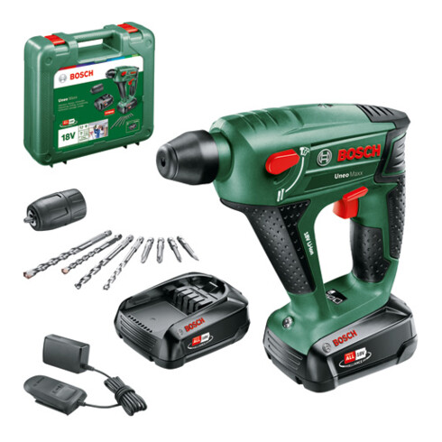 Marteau perforateur sans fil Uneo Maxx Bosch, 2 batteries PBA 18V 2.0Ah W-B, chargeur. AL 18V-20 et coffret