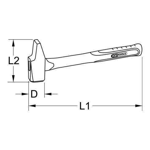 Marteau de serrurier KS Tools, manche en fibre de verre, forme française