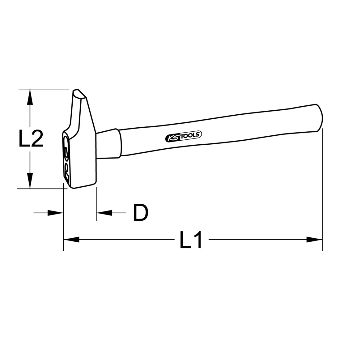 Marteau de serrurier KS Tools, manche en frêne, forme française