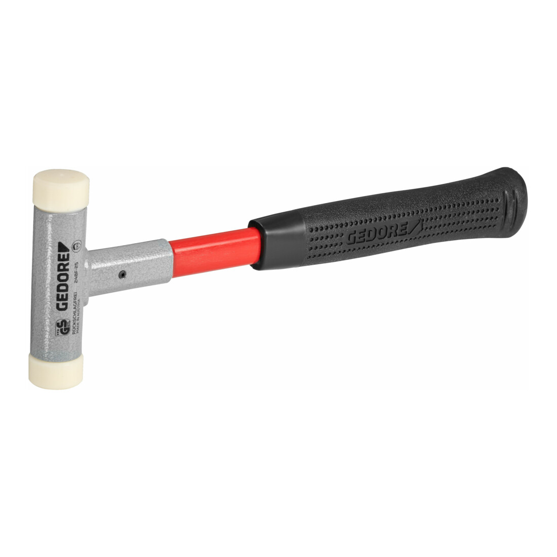 Marteau Gedore 248F à face douce, manche en fibre de verre, insert en plastique, sans recul