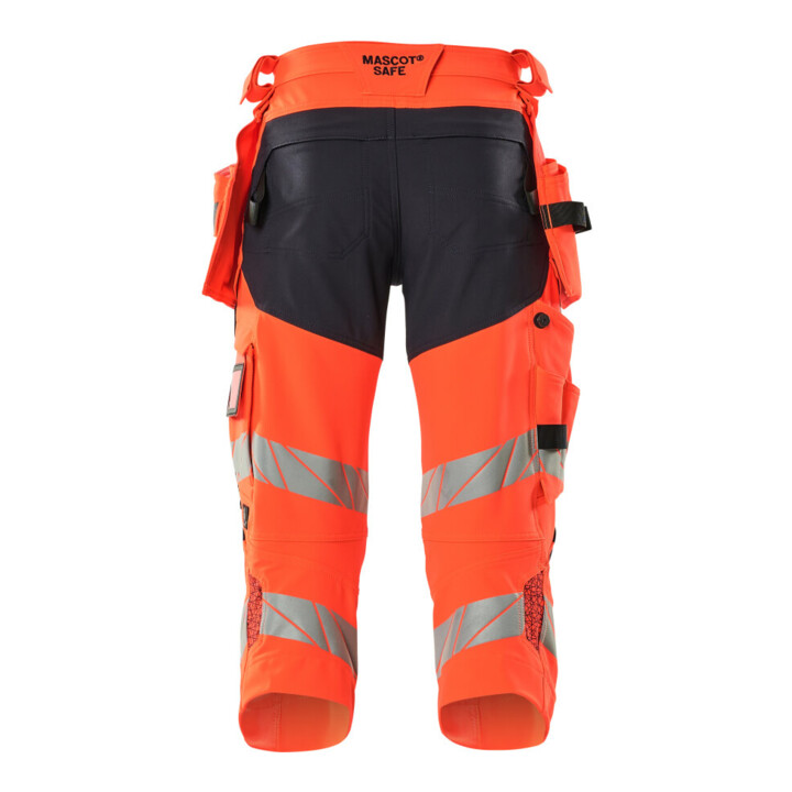 Mascot Dreiviertel-Hose C46 Hi-vis rot/schwarzblau Stretch Hängetaschen