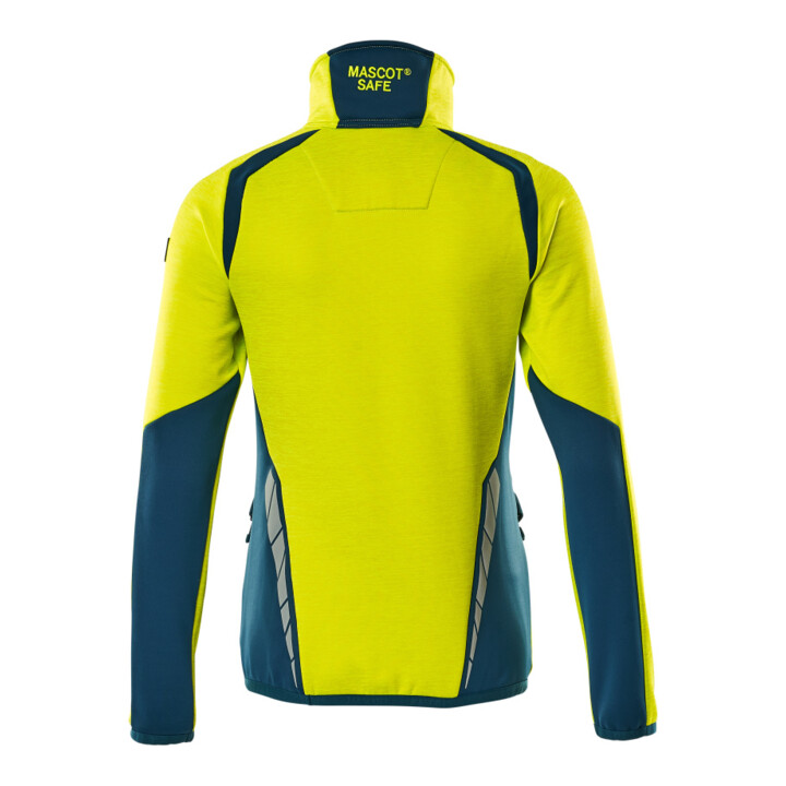 Mascot Fleecepullover Damen Microfleecejacke kurz Zipper hi-vis gelb/dunkelpetroleum XL