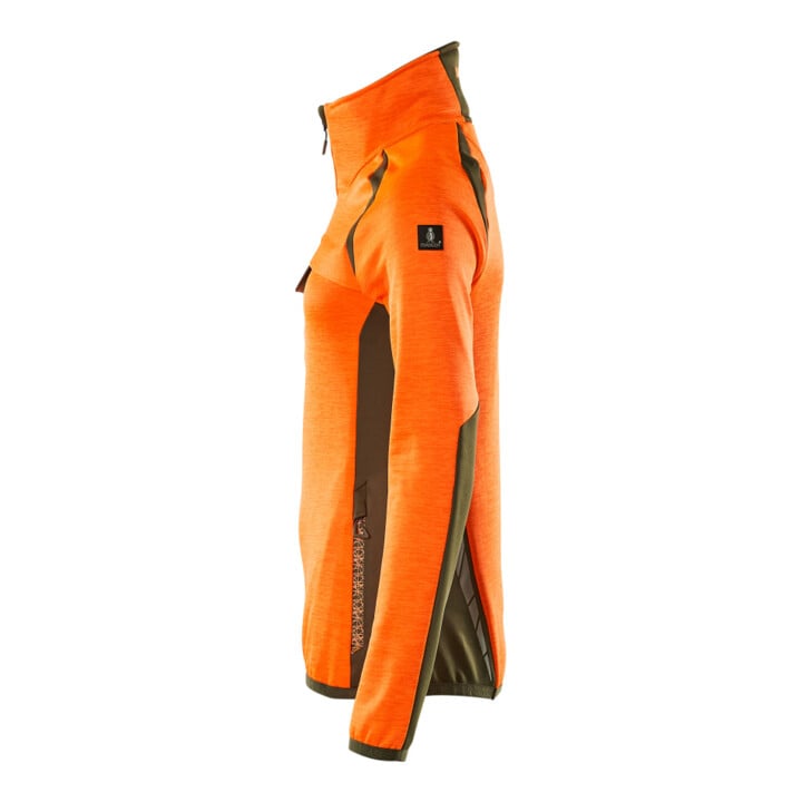 Mascot Fleecepullover Damen Microfleecejacke kurz Zipper hi-vis orange/moosgrün Größe L