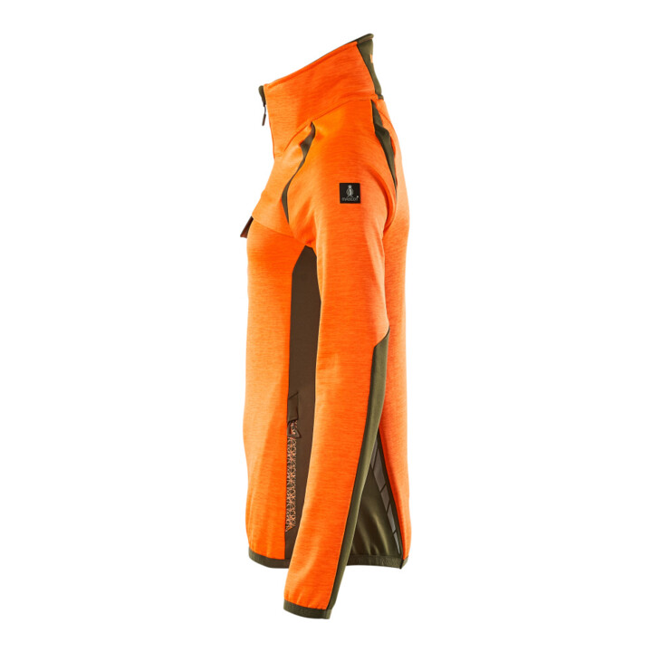 Mascot Fleecepullover Damen Microfleecejacke kurz Zipper hi-vis orange/moosgrün Größe S