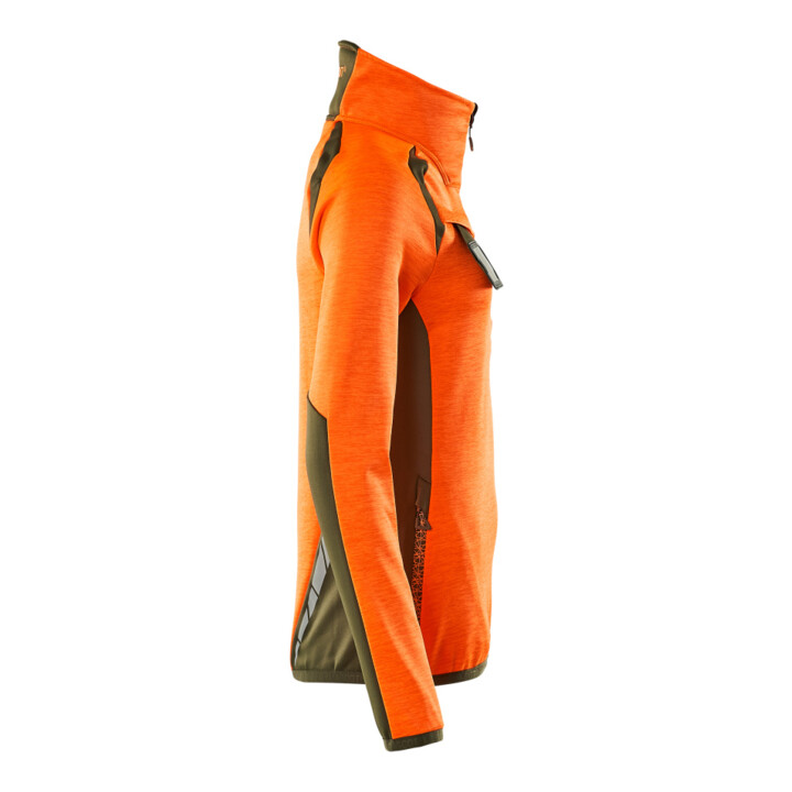 Mascot Fleecepullover Damen Microfleecejacke kurz Zipper hi-vis orange/moosgrün Größe S