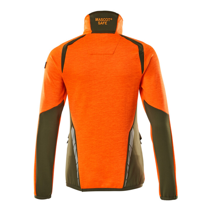 Mascot Fleecepullover Microfleecejacke Damen kurz Zipper hi-vis orange/moosgrün XL