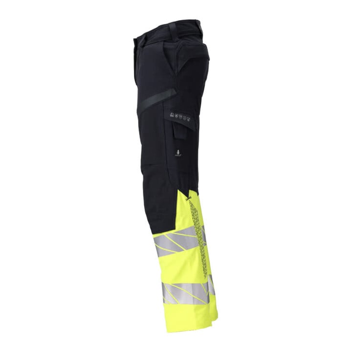 Mascot Hose Damen DIAMOND Knietaschen Stretch schwarzblau/hi-vis gelb Größe 76C56