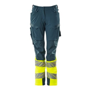 Mascot Hose DIAMOND Damen Knietaschen Stretch dunkelpetroleum/hi-vis gelb