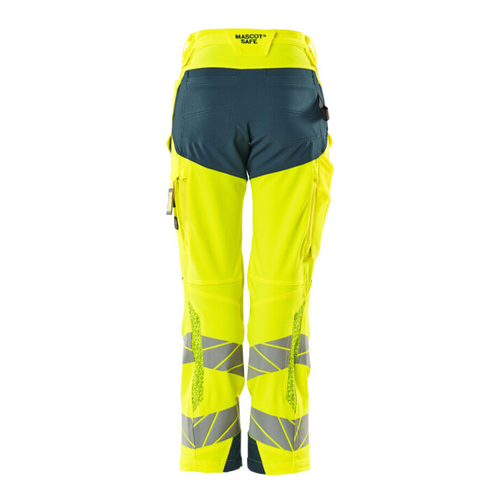 Mascot Hose DIAMOND Damen Knietaschen Stretch hi-vis gelb/dunkelpetroleum 82C56