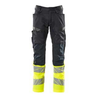 Mascot Hose mit Knietaschen Stretch-Einsätze 90C60 schwarzblau/hi-vis gelb