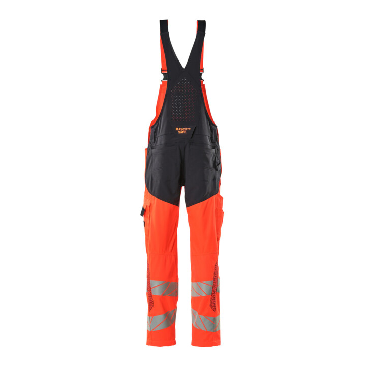 Mascot Latzhose 76C54 Knietaschen Stretch Hi-vis rot/schwarzblau