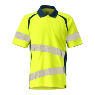 Mascot Polo-Shirt ONE moderne Passform Gr. M hi-vis gelb/dunkelpetroleum