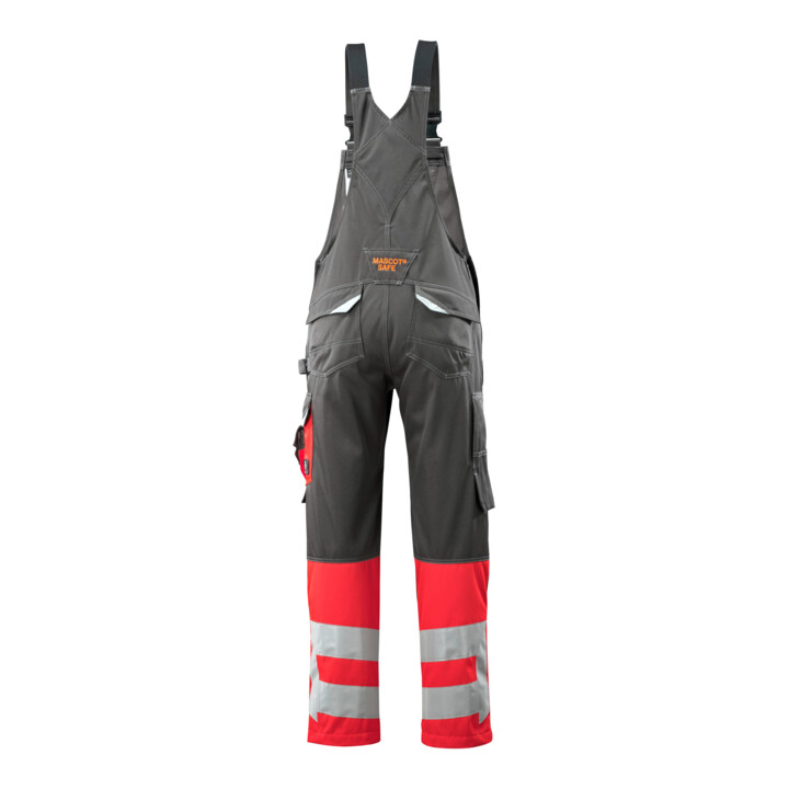 MASCOT® Latzhose Sunderland 90C56 dunkelanthrazit hi-vis rot