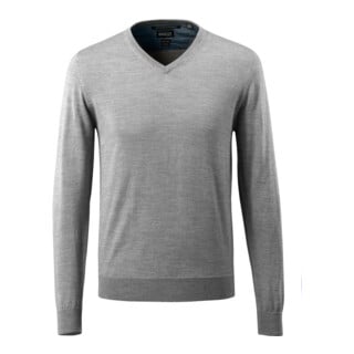 Mascot Strickpullover V-Ausschnitt Merinowolle 2XL grau-meliert