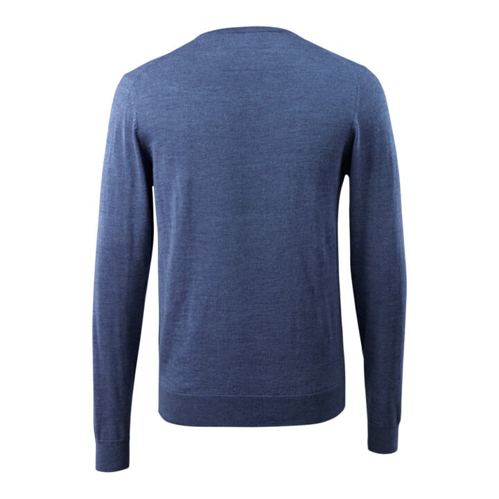 Mascot Strickpullover V-Ausschnitt Merinowolle 4XL blau-meliert