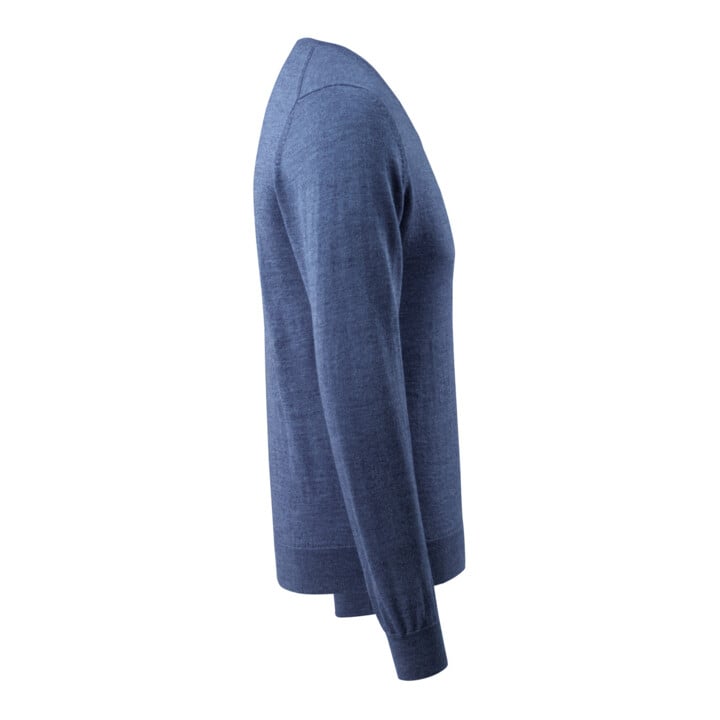 Mascot Strickpullover V-Ausschnitt Merinowolle 4XL blau-meliert