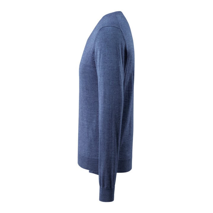 Mascot Strickpullover V-Ausschnitt Merinowolle Größe M blau-meliert