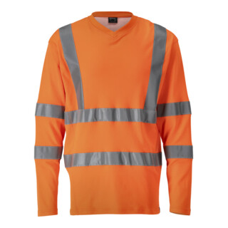 Mascot T-Shirt V-Ausschnitt lange Ärmel hi-vis orange Gr. XL