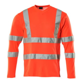 MASCOT T-Shirt V-Ausschnitt lange Ärmel hi-vis rot Gr. XL
