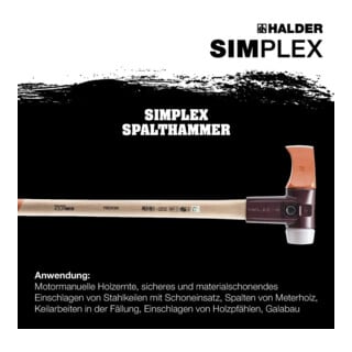 Masse à fendre SIMPLEX 4100 g L. de manche 850 mm manche en hickory HALDER