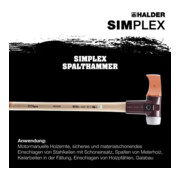 Masse à fendre SIMPLEX 4100 g L. de manche 850 mm manche en hickory HALDER