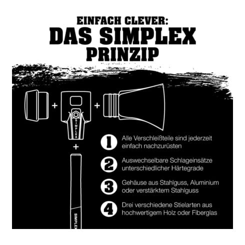Masse à fendre SIMPLEX 4100 g L. de manche 850 mm manche en hickory HALDER