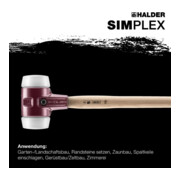 Masse SIMPLEX D. tête 80 mm L. 800 mm mi-dur super-plastique blanc Hickory HALDE-2