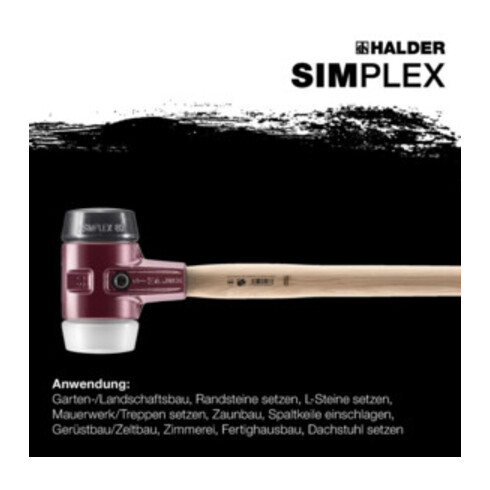 Masse SIMPLEX D. tête 80 mm L. 800 mm super-plastique blanc/caoutchouc noir hick