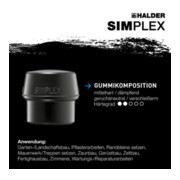 Masse SIMPLEX D. tête 80 mm L. 800 mm super-plastique blanc/caoutchouc noir hick-4