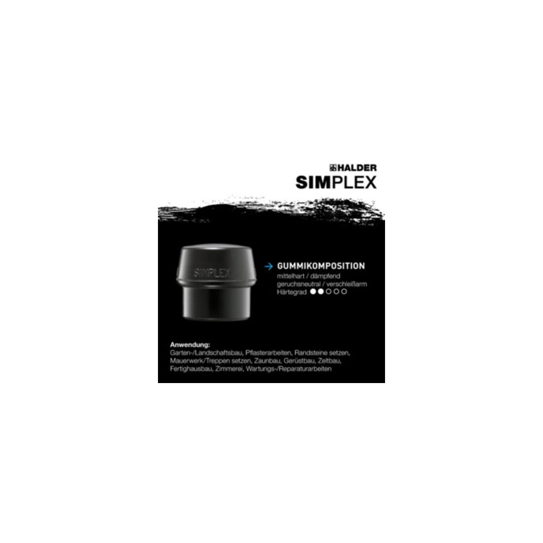 Masse SIMPLEX D. tête 80 mm L. 800 mm super-plastique blanc/caoutchouc noir hick