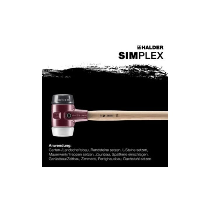 Masse SIMPLEX D. tête 80 mm L. 800 mm super-plastique blanc/caoutchouc noir hick