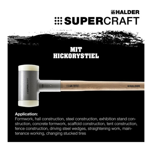 Masse SUPERCRAFT D. tête 100 mm L. 1000 mm antirebond dur nylon blanc L. de la t