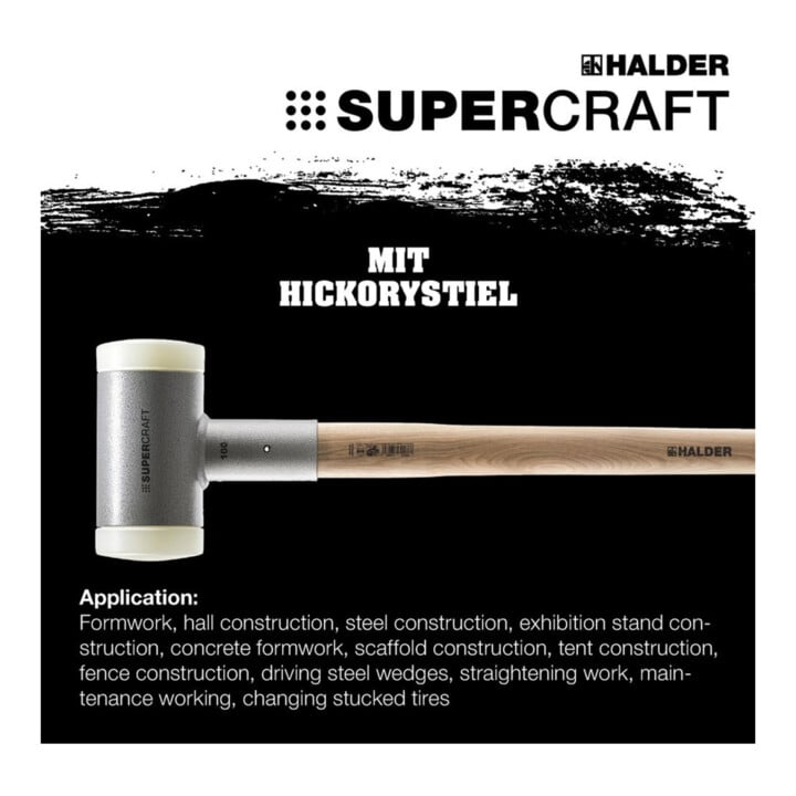 Masse SUPERCRAFT D. tête 100 mm L. 1000 mm antirebond dur nylon blanc L. de la t