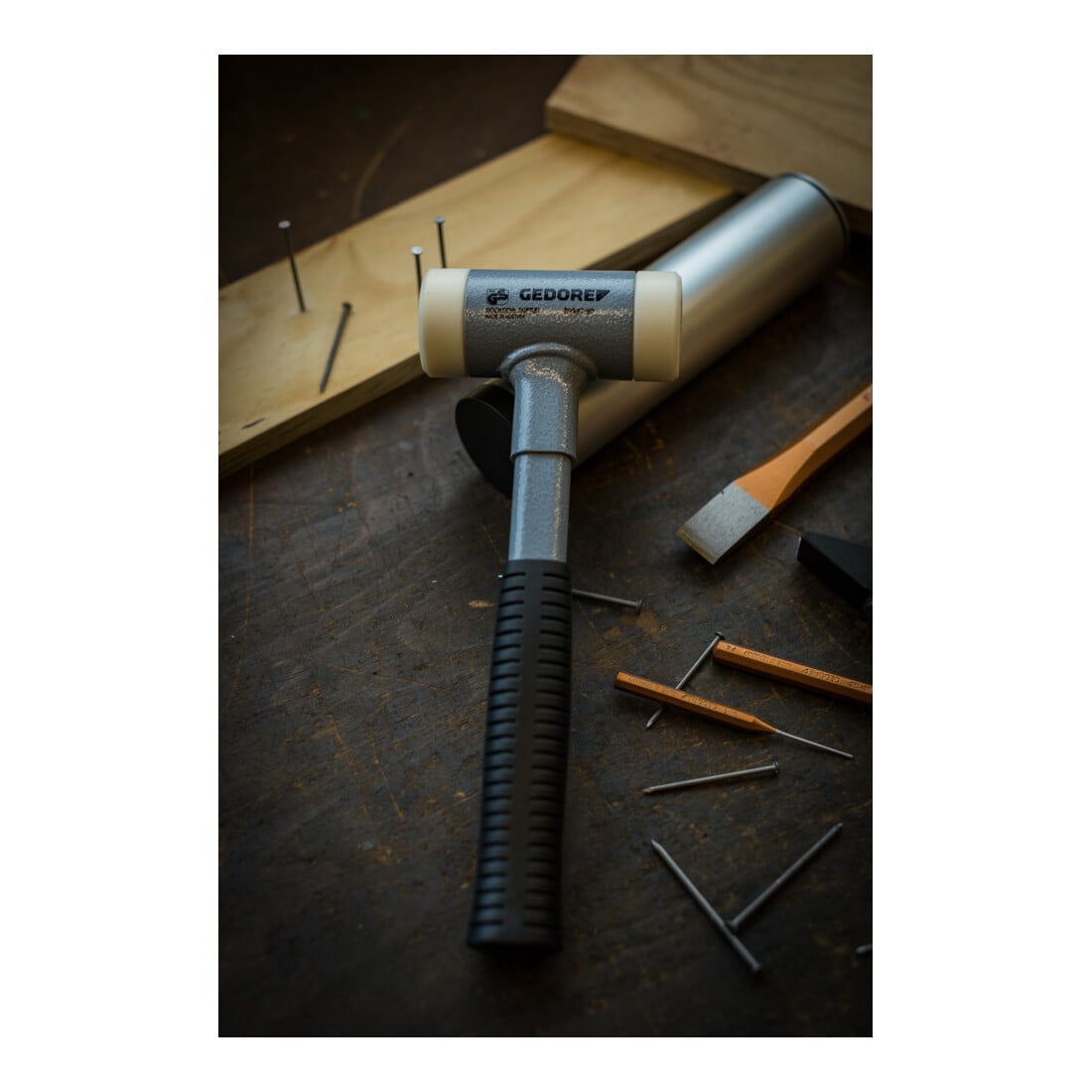 Massette antirebond Gedore 248ST, avec manche en tube d'acier