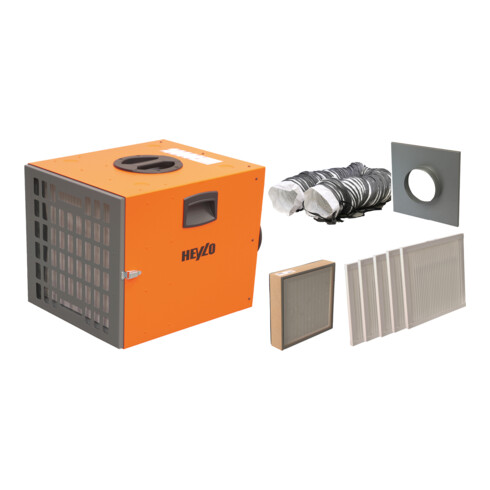 Master Luftreiniger-Komplettpaket H - Heylo PF 1400, PF 1400 + Schlauchanschluss + Schlauch Ø 205 + Filter: 5 x G4, 1 x H14 (H-Klasse)