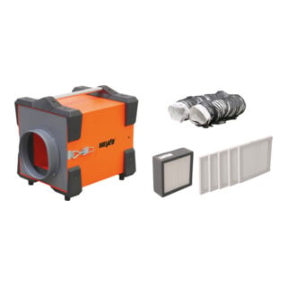 Master Luftreiniger-Komplettpaket M - Heylo PF 1000, PF 1000 + Schlauch Ø 205 + Filter: 5 x G4, 1 x F9 (M-Klasse)