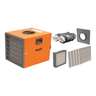 Master Luftreiniger-Komplettpaket M - Heylo PF 1400, PF 1400 + Schlauchanschluss + Schlauch Ø 205 + Filter: 5 x G4, 1 x F9 (M-Klasse)
