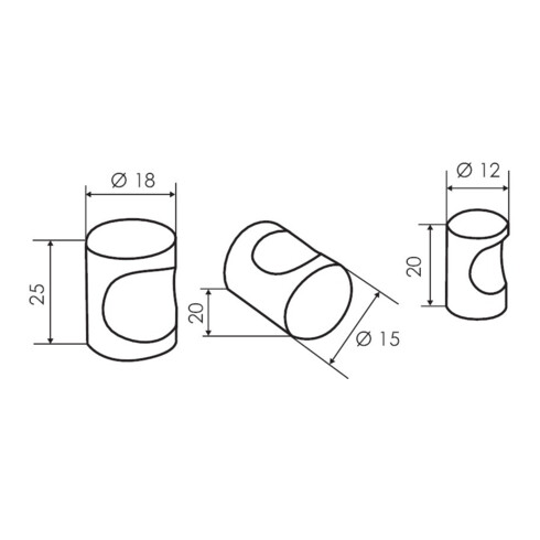 MB-Knopf Kore,Ø 21mm H 25mm edelstahl gebürstet