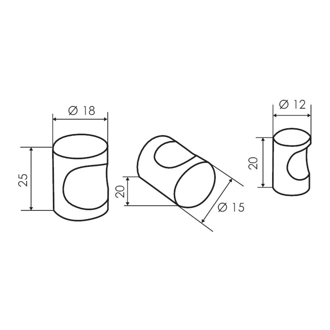 MB-Knopf Kore,Ø 21mm H 25mm edelstahl gebürstet