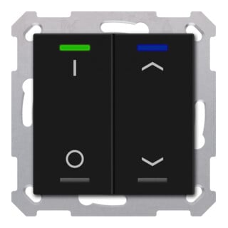 MDT Taster KNX Light 55 2-fach RGBW schwarz matt Schalten Jalousie